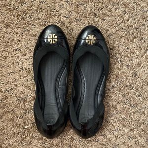 Tory Burch black patent leather flats 8.5